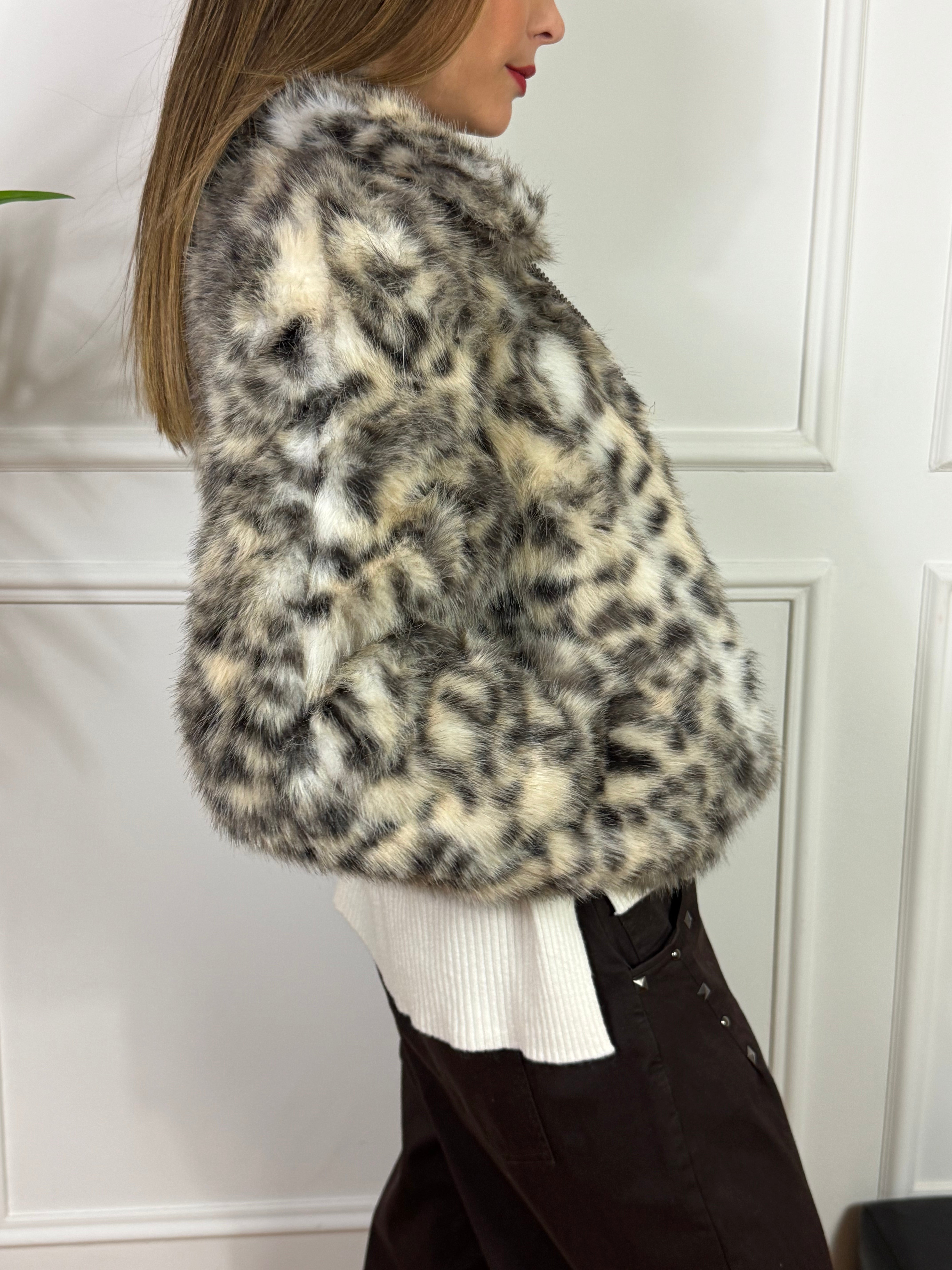 Giacca BOMBER ECOPELLICCIA JJXX - modello TANIA - LEOPARDATO