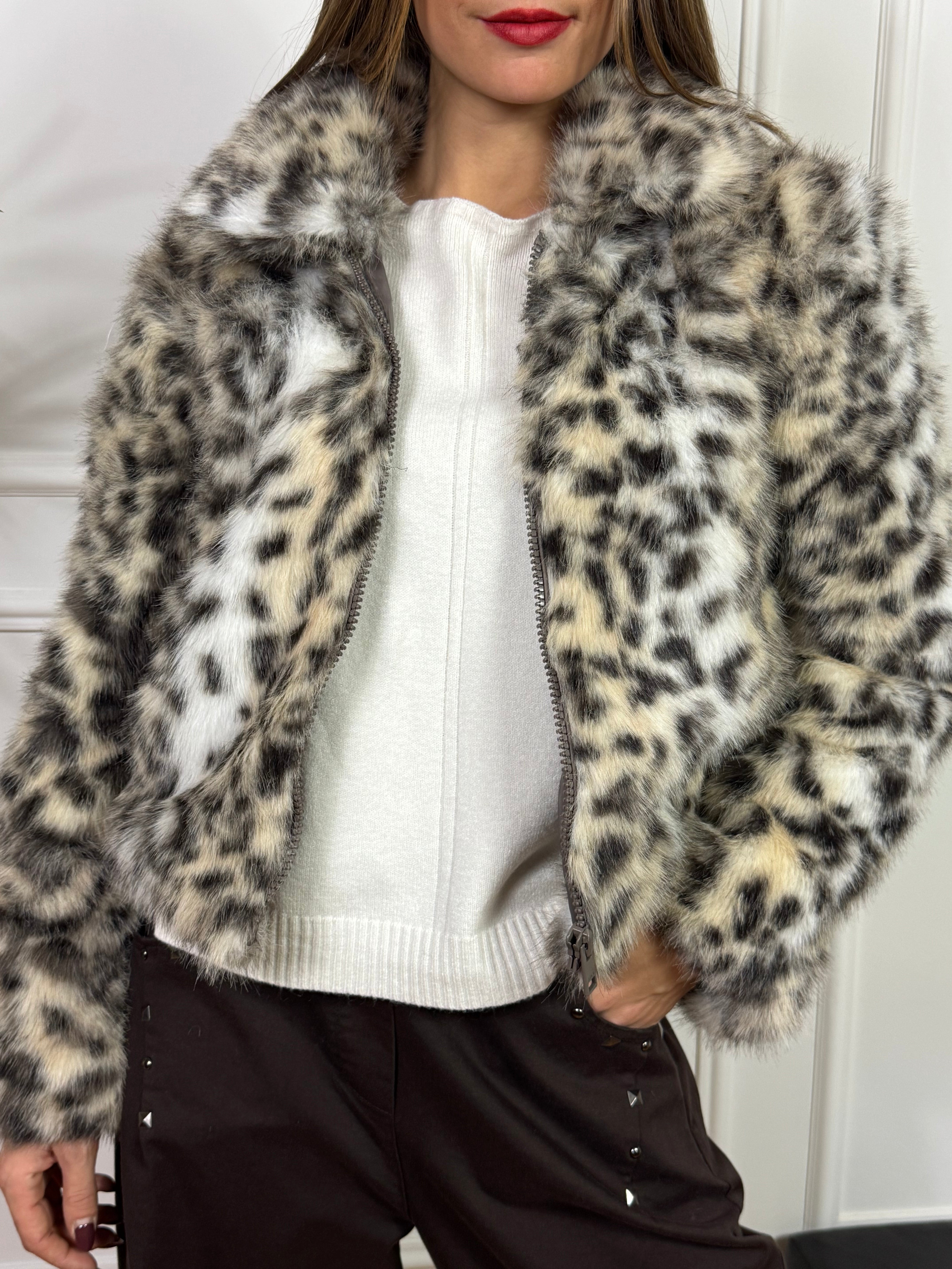 Giacca BOMBER ECOPELLICCIA JJXX - modello TANIA - LEOPARDATO