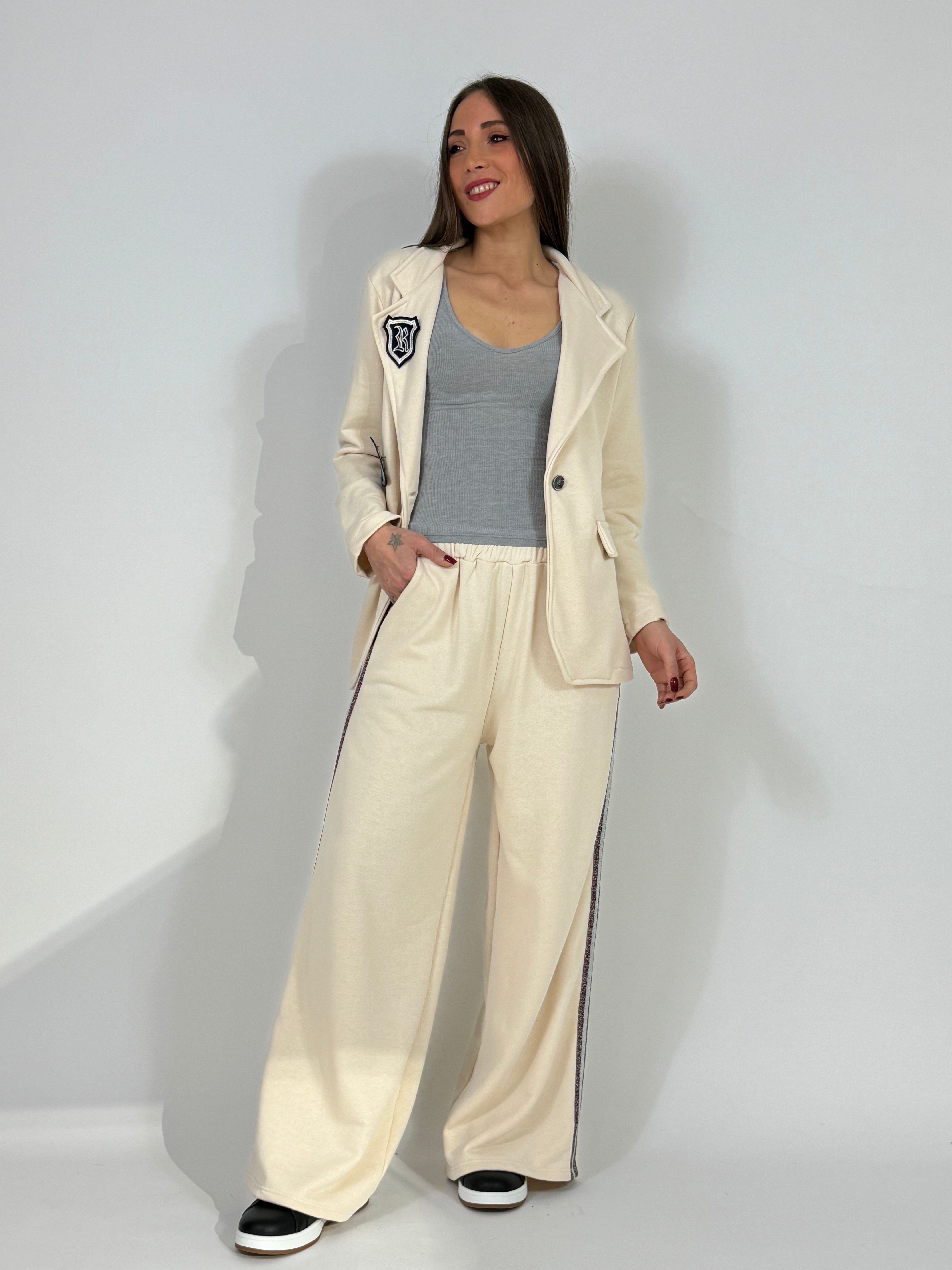 Pantalone garzato Kikisix con bande lurex