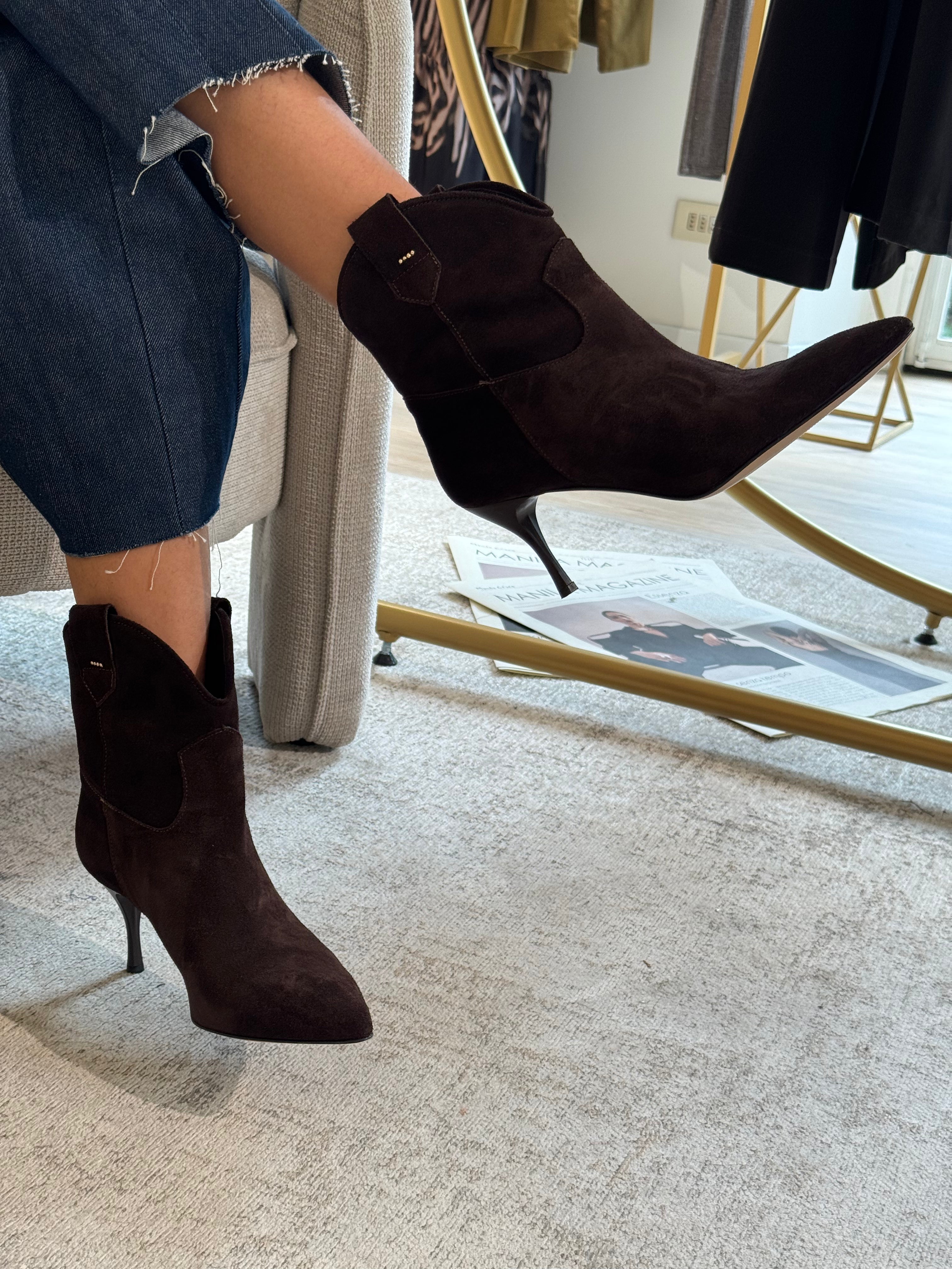 Stivaletto ankle-boot in vera pelle con tacco  OVYE'  - CAMOSCIO TESTA DI MORO