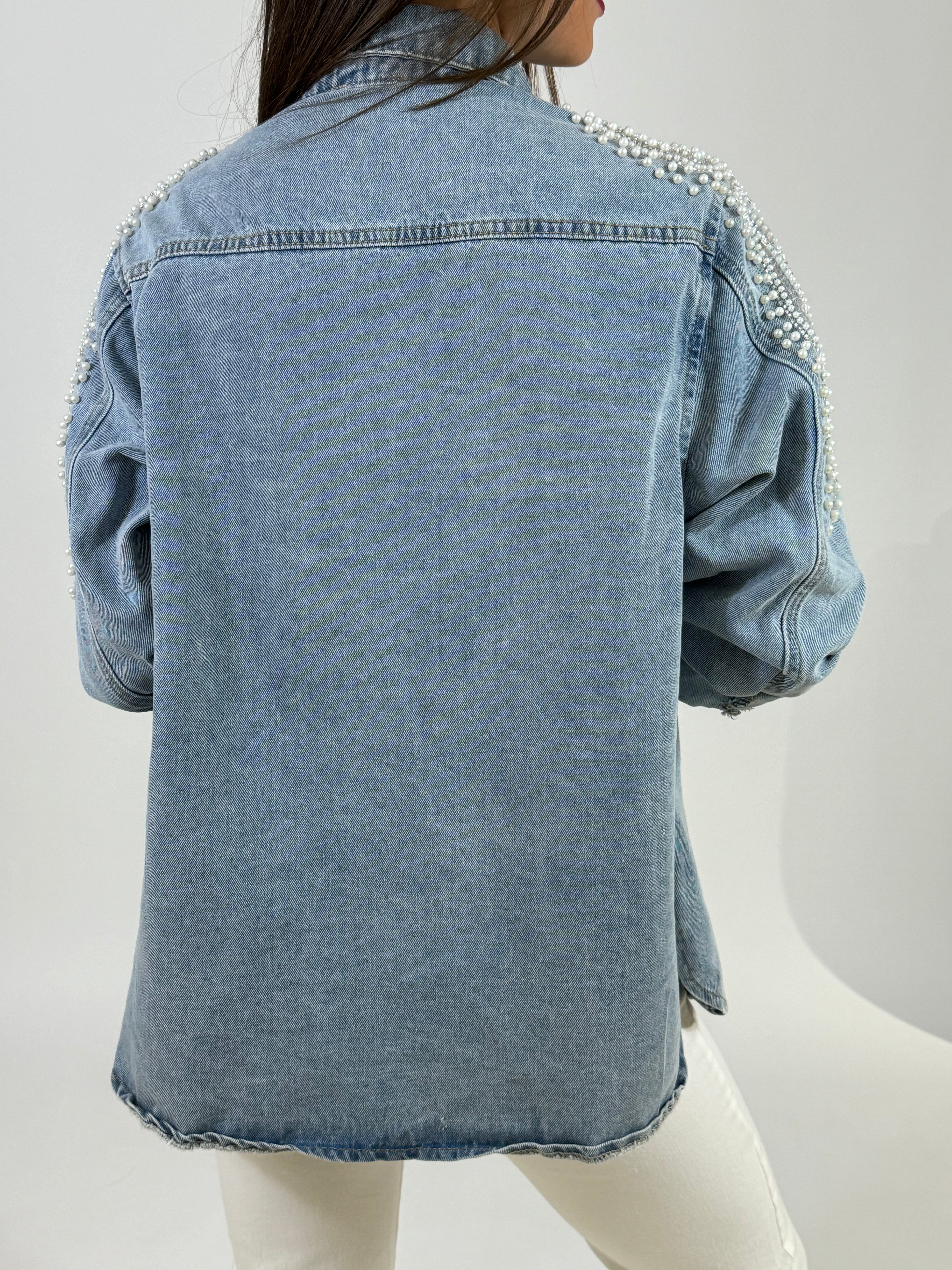Giacca di jeans Susy Mix applicazioni perle e paillettes