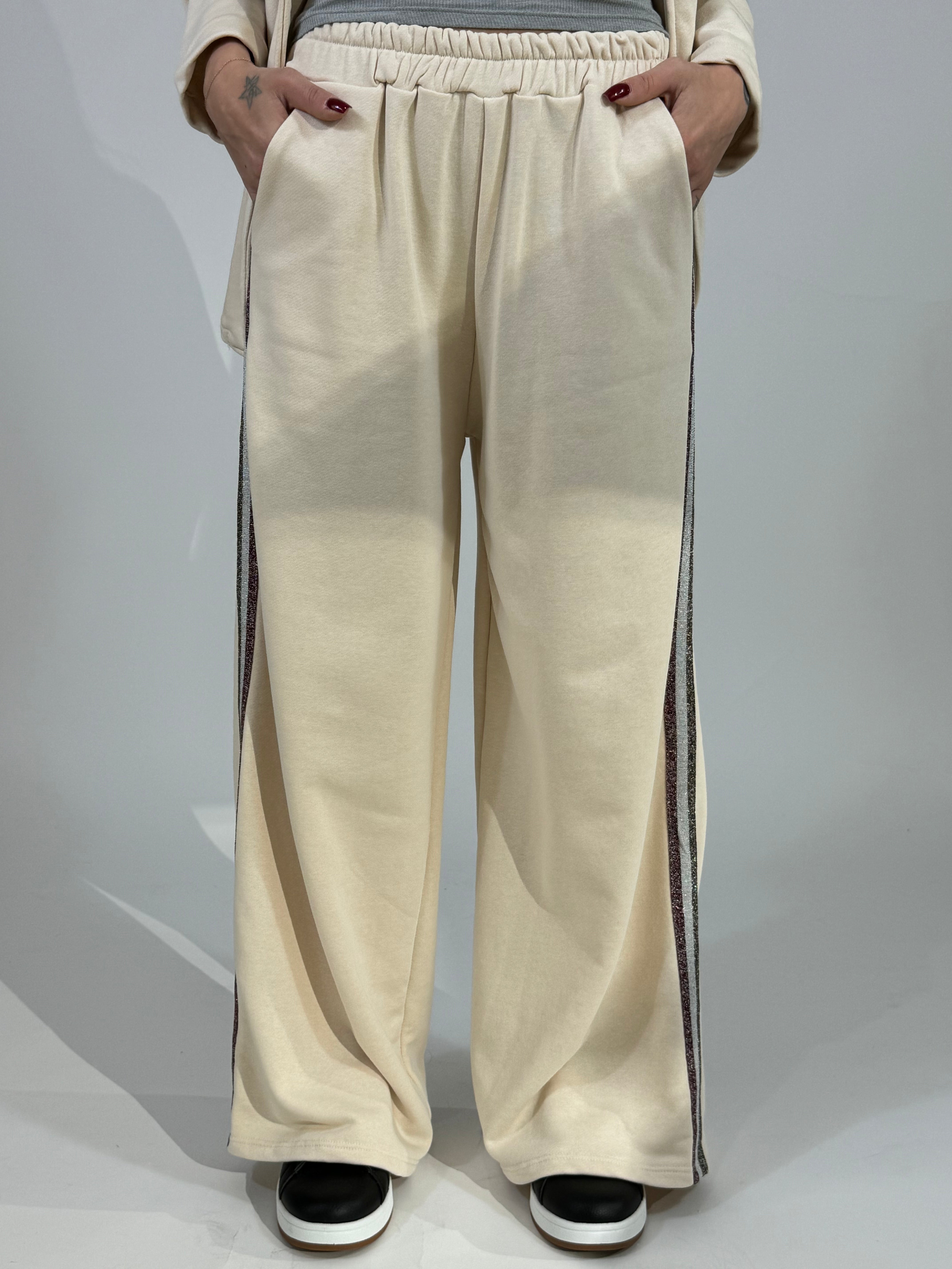 Pantalone garzato Kikisix con bande lurex