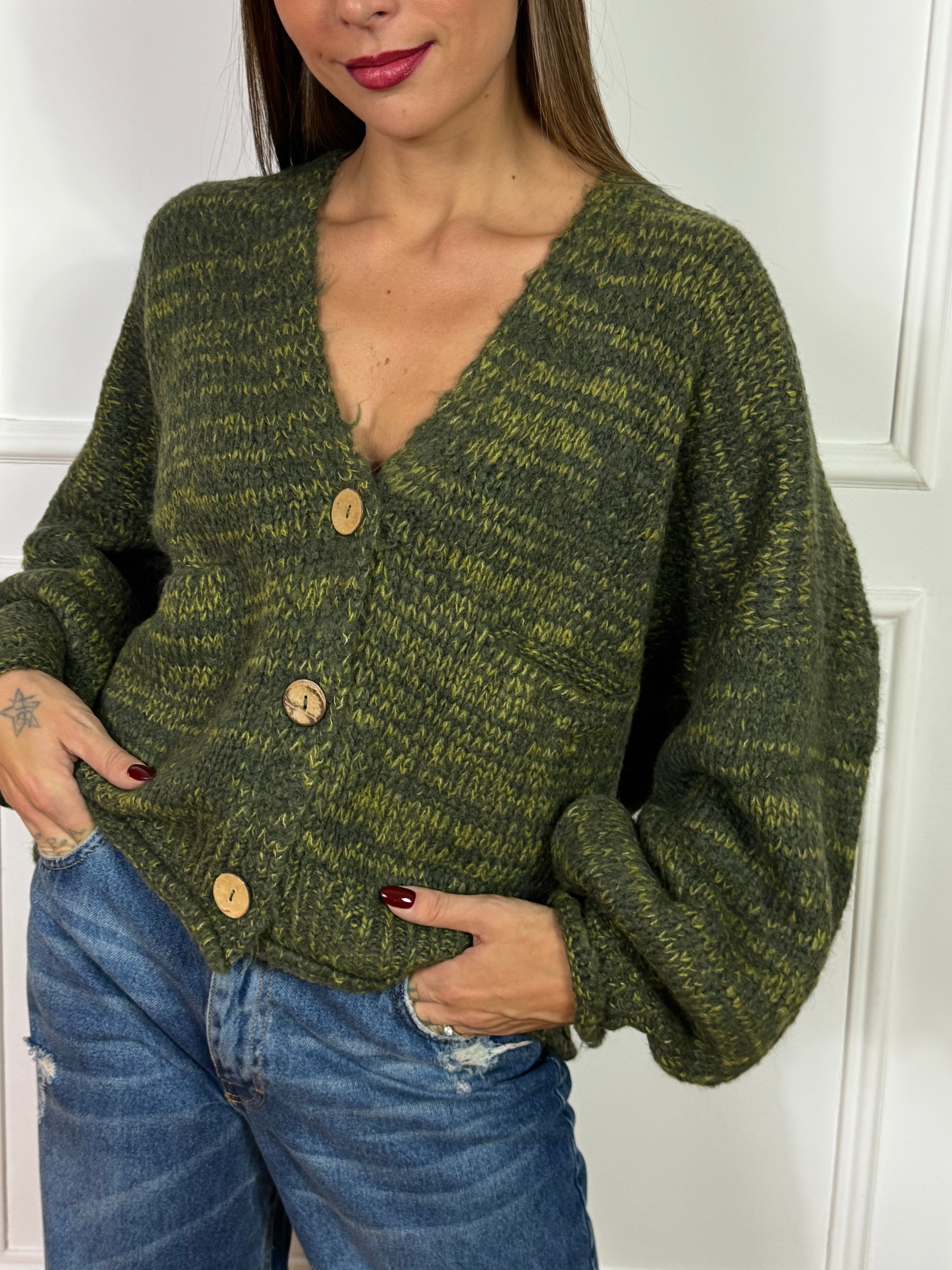 Cardigan OVER con bottoni Have One SFUMATURE MELANGE