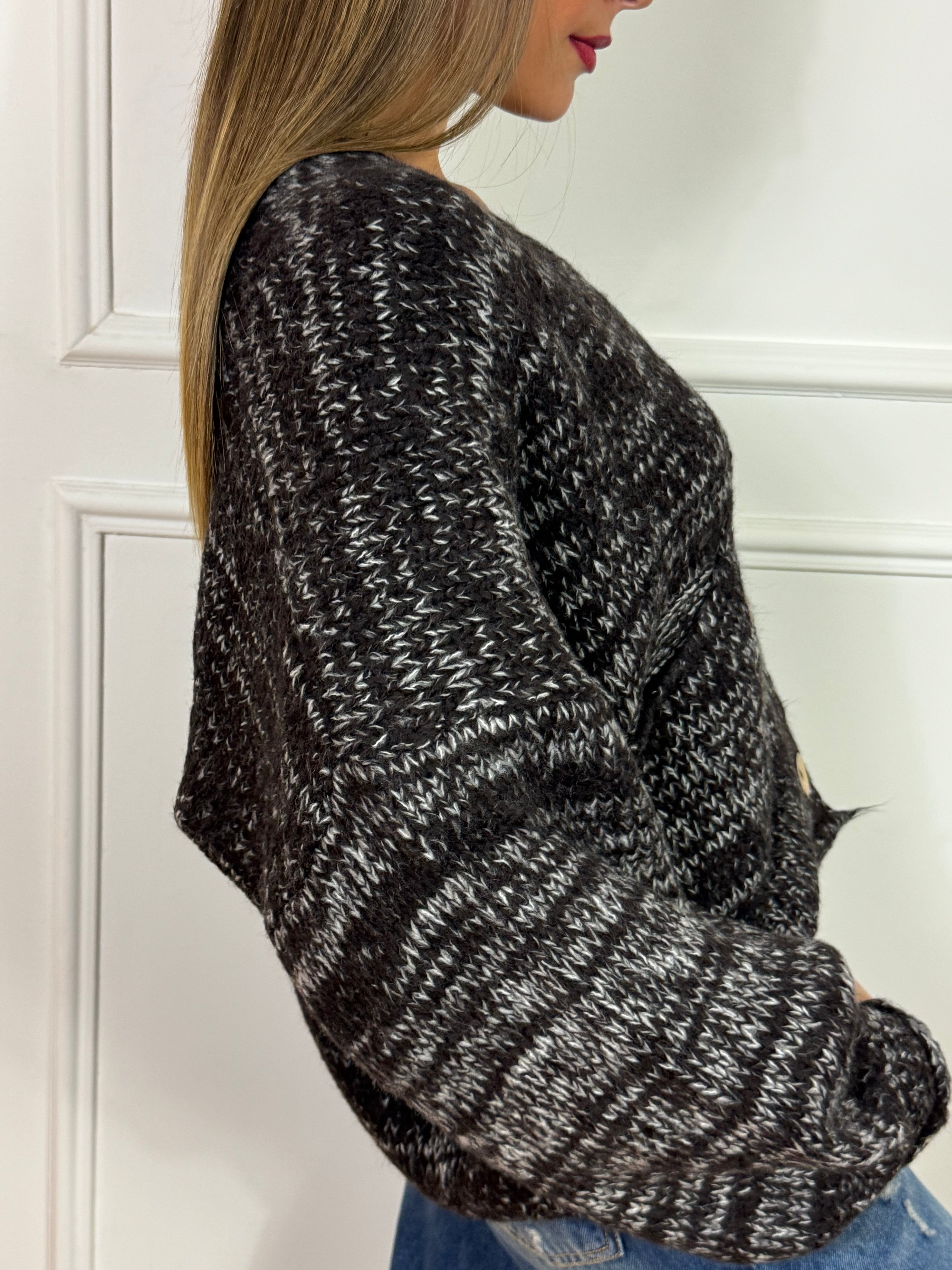 Cardigan OVER con bottoni Have One SFUMATURE MELANGE