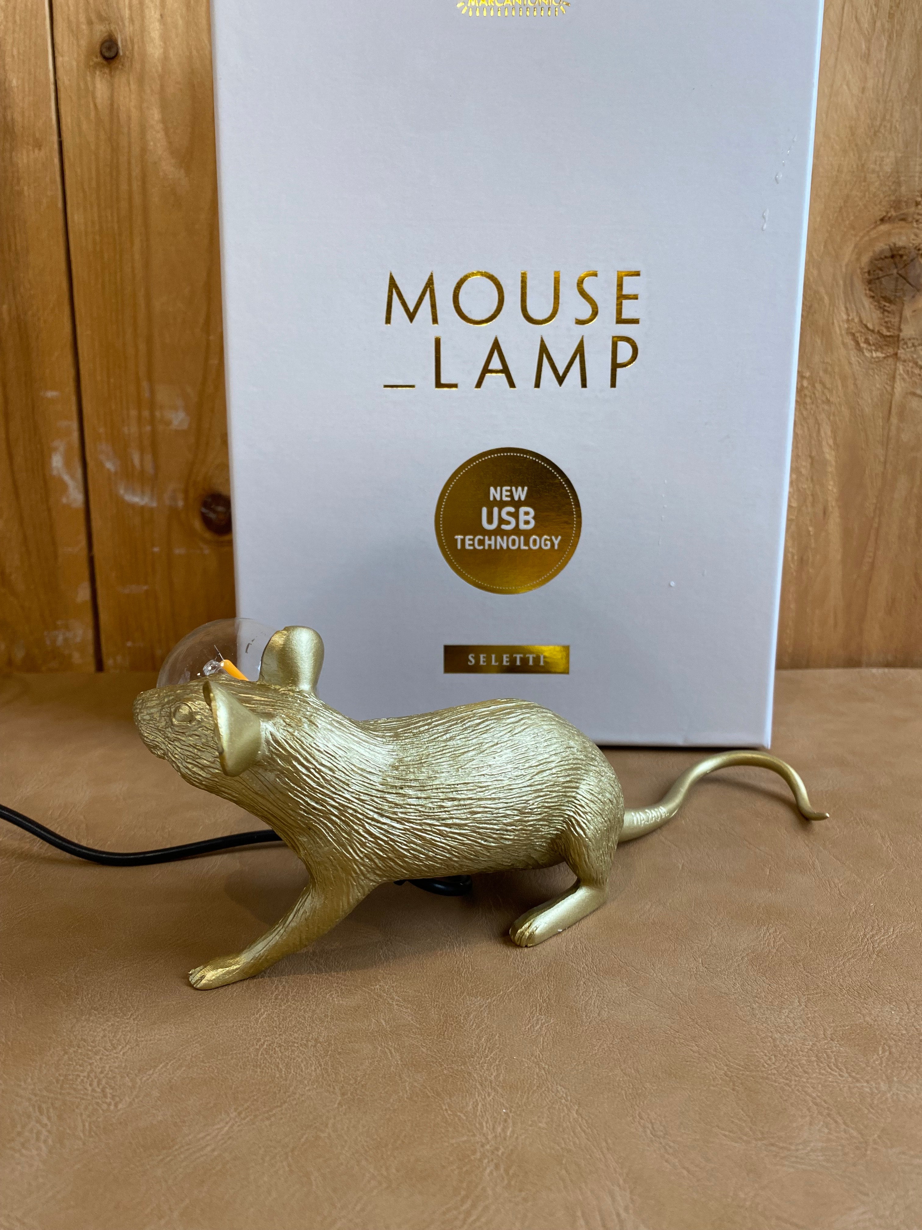 Lampada lop MOUSE LAMP GOLD SELETTI