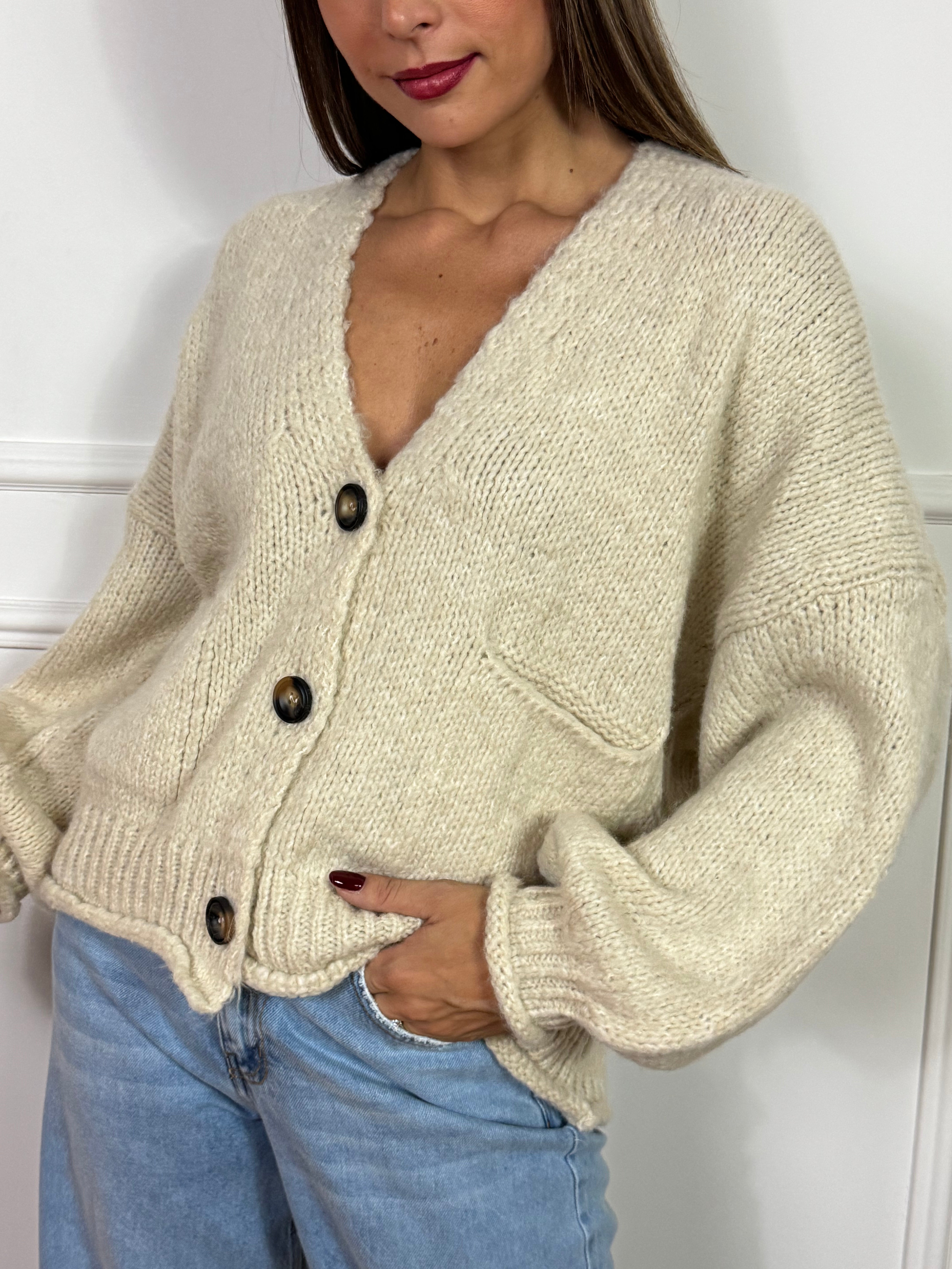 Cardigan OVER con bottoni Have One TINTA UNITA