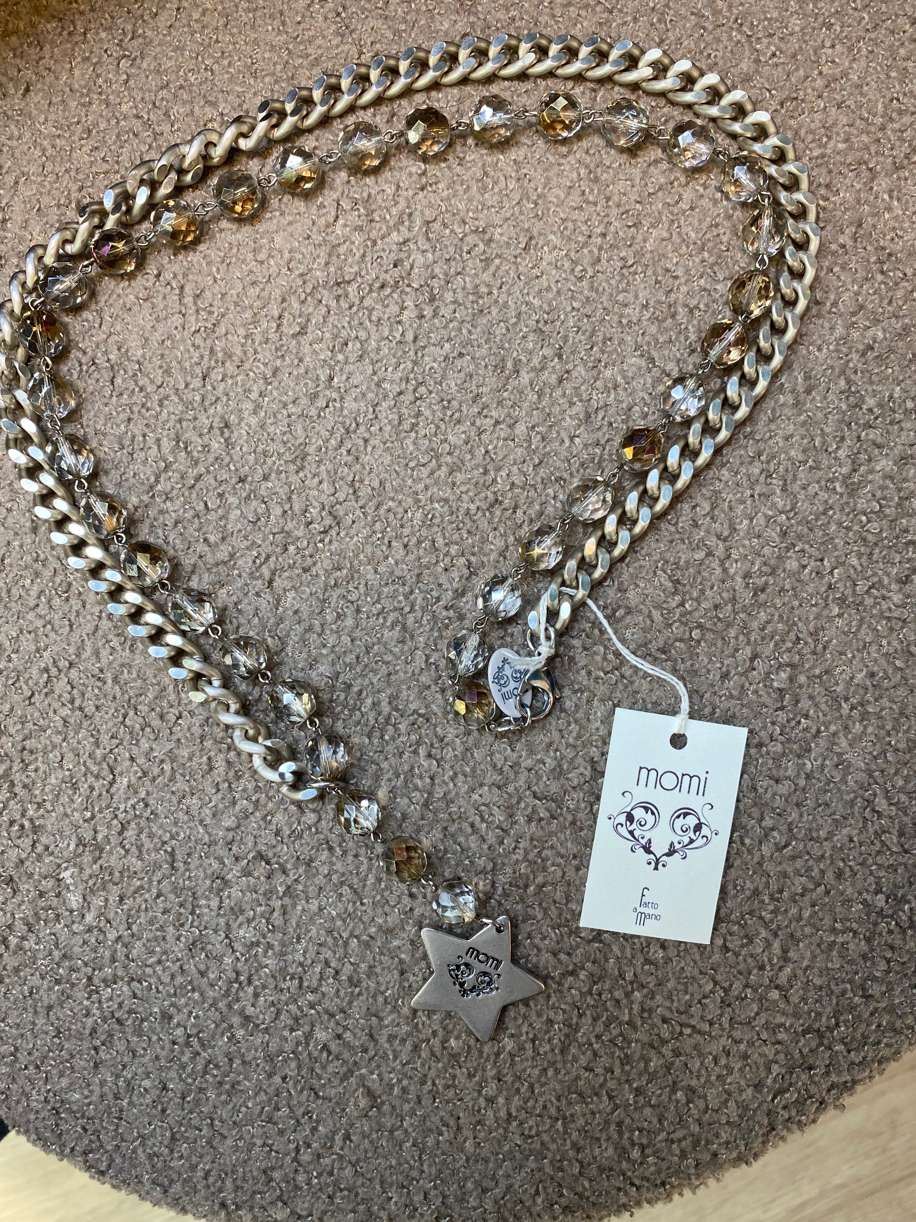 Collana Momi FRANCESCA LUNGA -ARGENTO - STELLA - TRASPARENTE SFUMATO