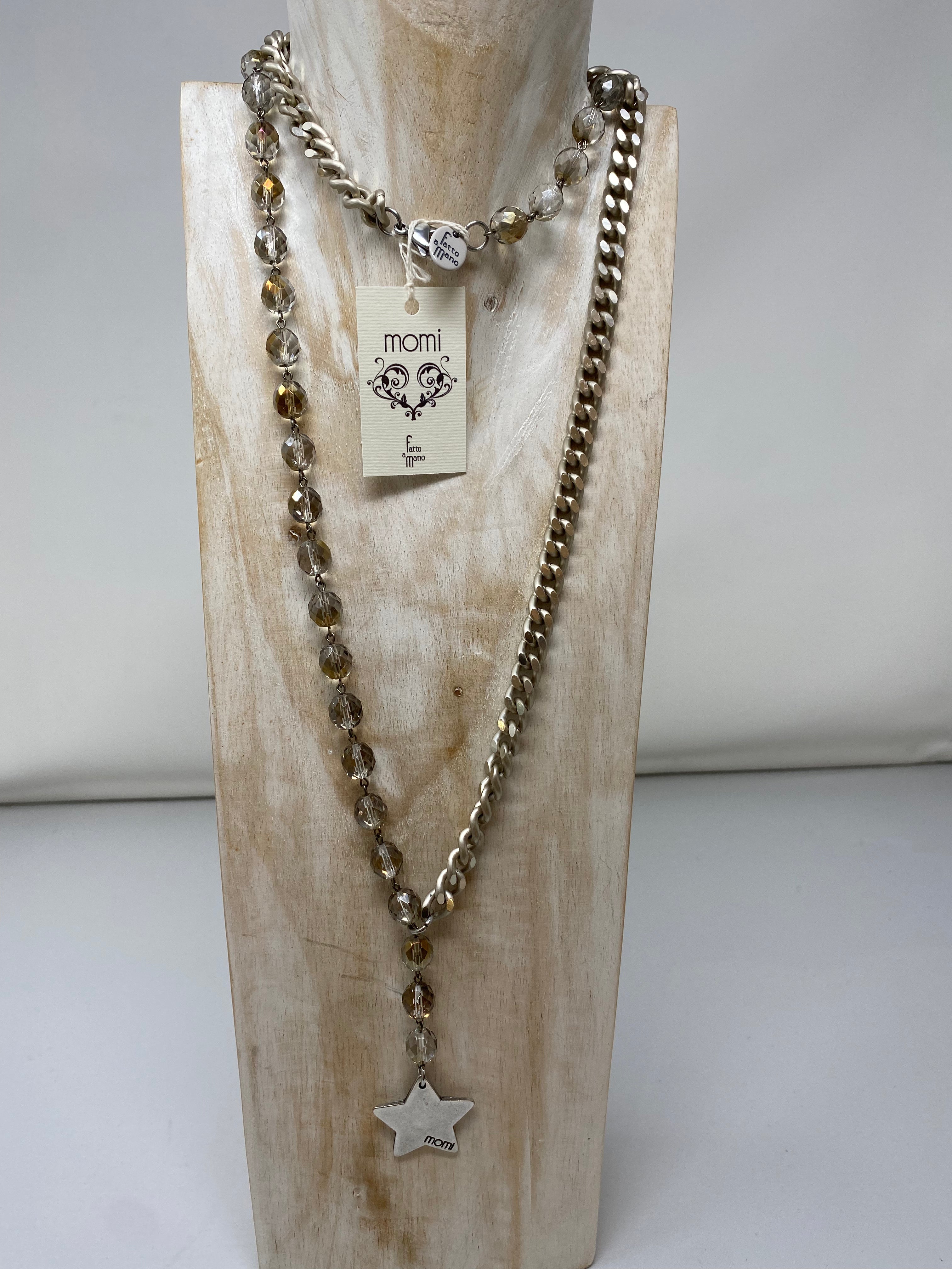 Collana Momi FRANCESCA LUNGA -ARGENTO - STELLA - TRASPARENTE SFUMATO