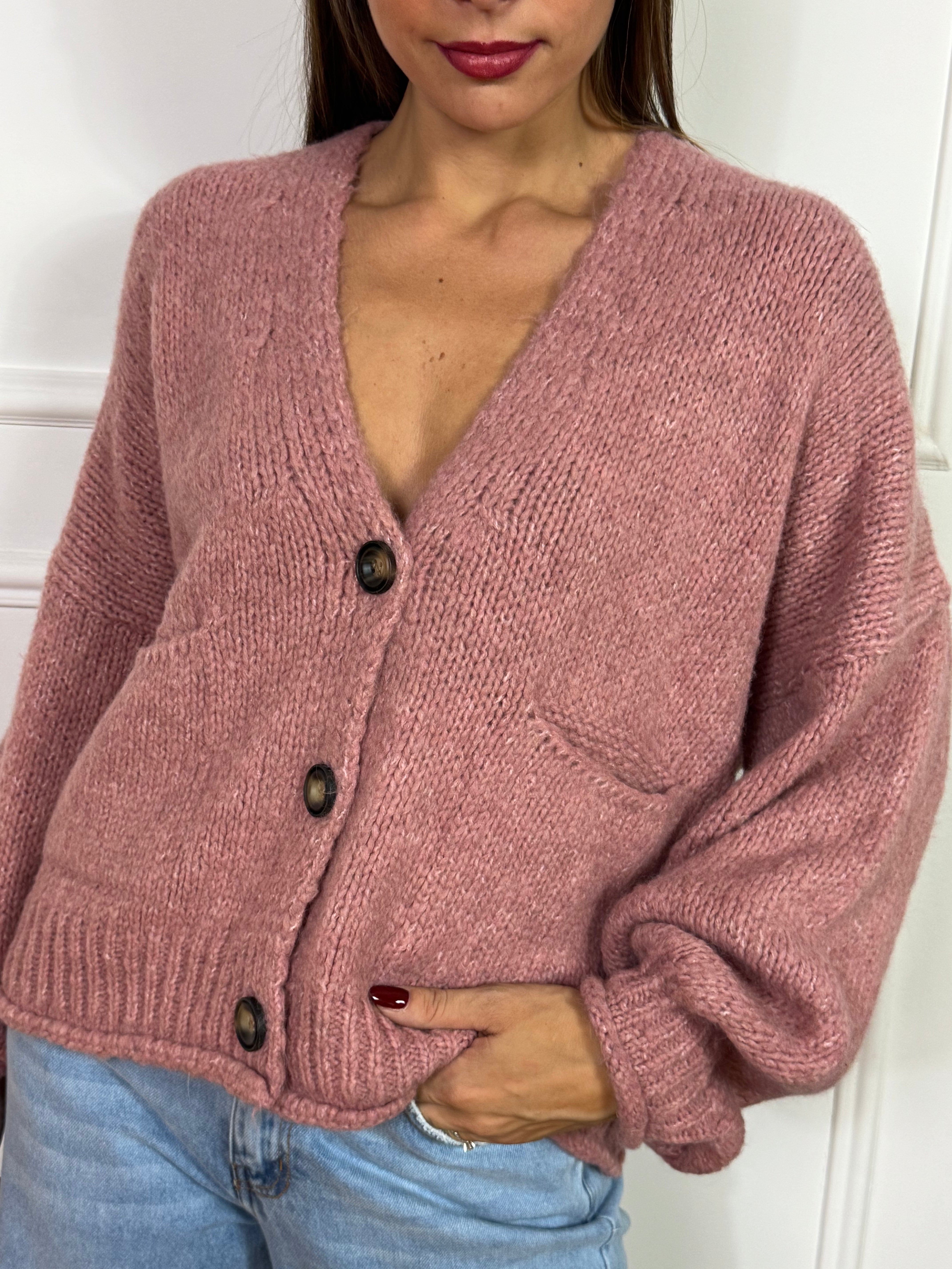 Cardigan OVER con bottoni Have One TINTA UNITA