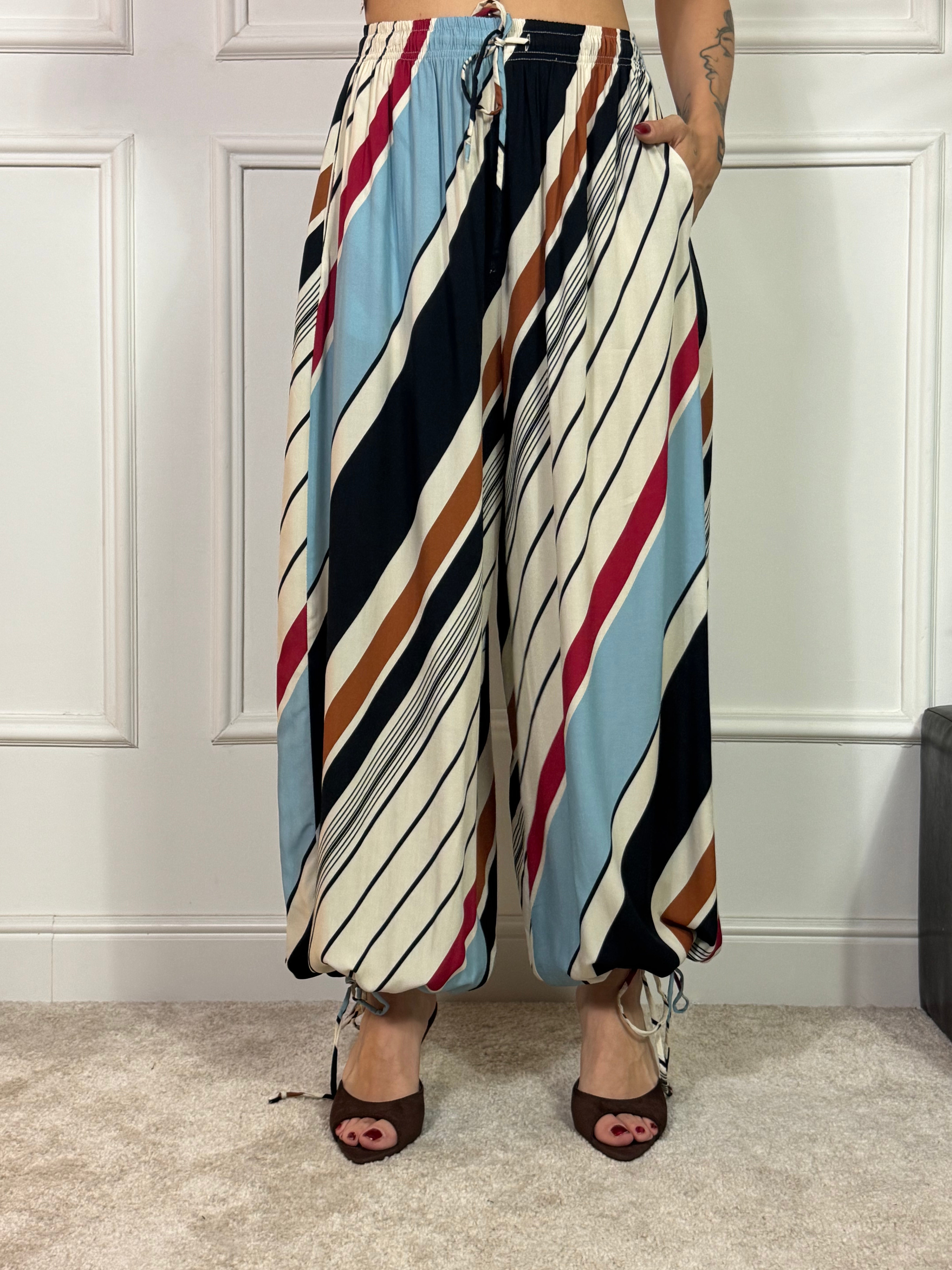PANTALONE A PALLONCINO Victoria ILMH fantasia RIGHE COLORATE